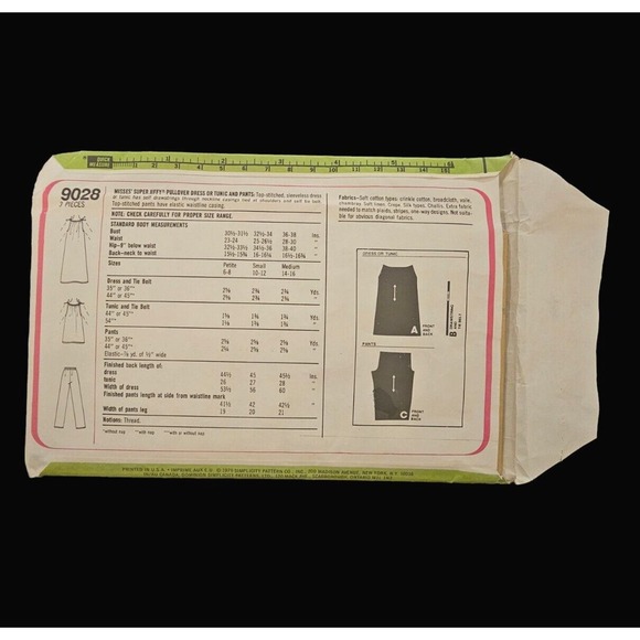 Sewing Pattern Vintage 1979 Uncut FF Shirt Pants Dress Simplicity 9028 Size 6-8 - Picture 2 of 3